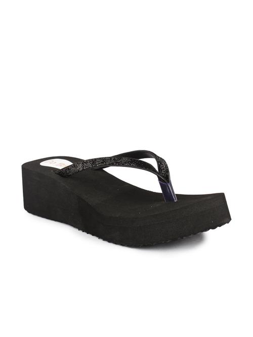 black leatherette toe separator flip flop - 10124256 - Standard Image - 1