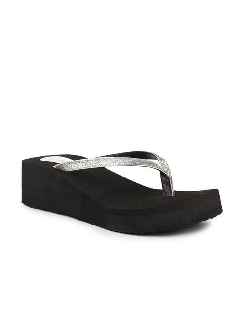 silver leatherette toe separator flip flop - 10124259 - Standard Image - 1