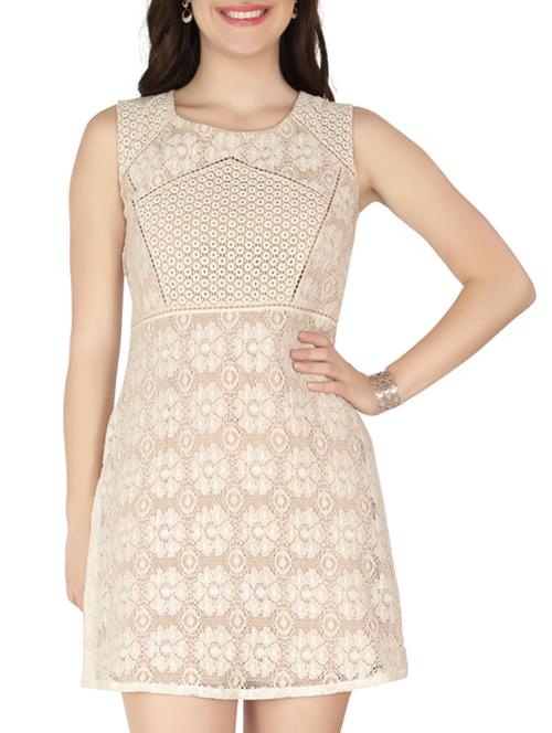 off white cotton blend dress - 10417735 - Standard Image - 1