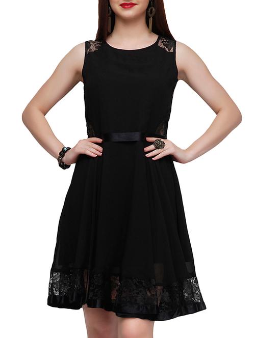 tie back lace detail a-line dress - 10648441 - Very Small Image - 1