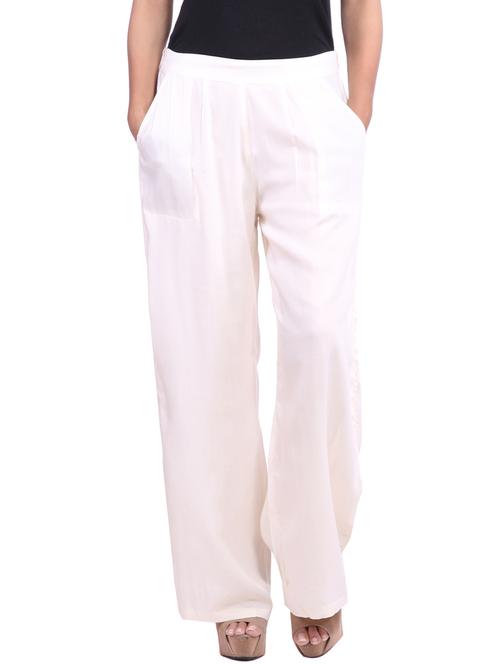 white viscose palazzos - 12585790 - Standard Image - 1