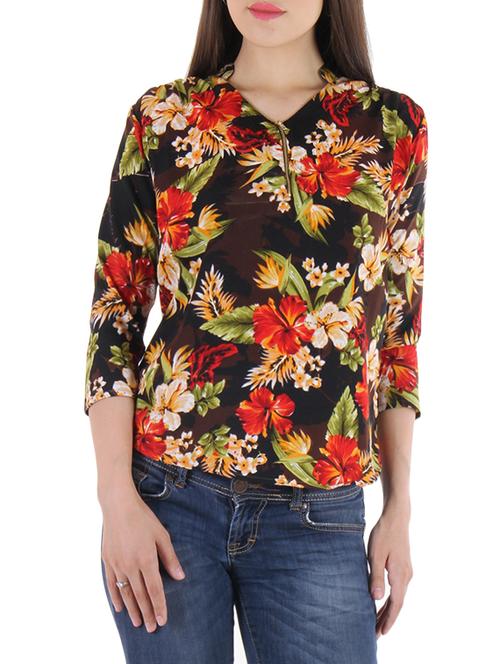 brown cotton regular top - 12950418 - Very Small Image - 1