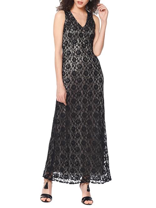 v-neck floral laced maxi dress - 13357037 - Standard Image - 1