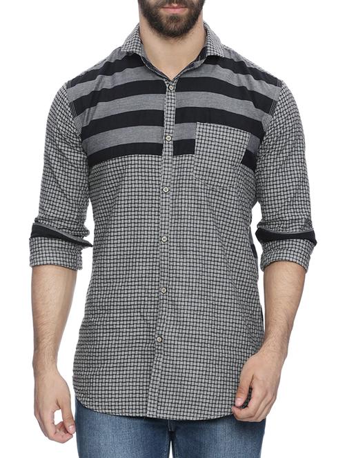 grey checkered casual shirt - 13696505 - Standard Image - 1
