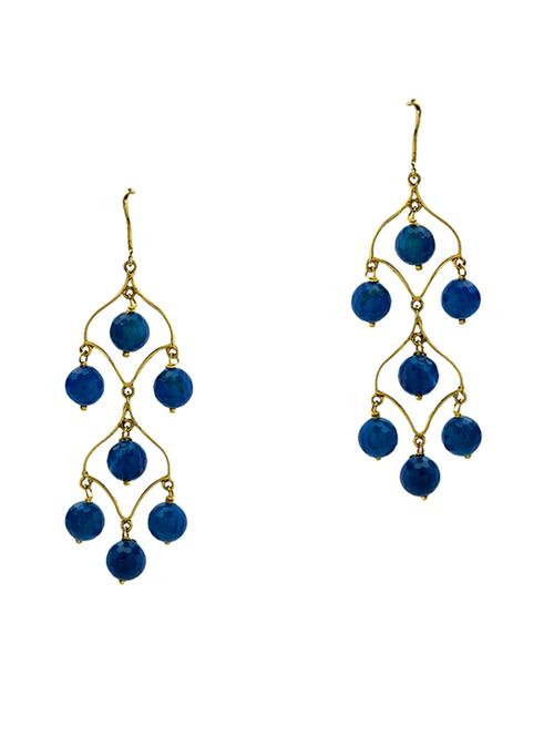 jade & jewels blue gold plated drop earring - 13773953 - Standard Image - 1