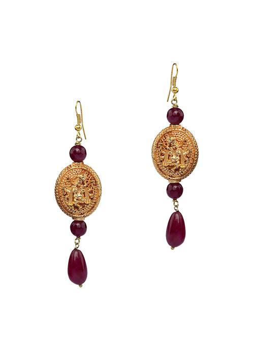 jade & jewels gold metal drop earring - 13773983 - Standard Image - 1