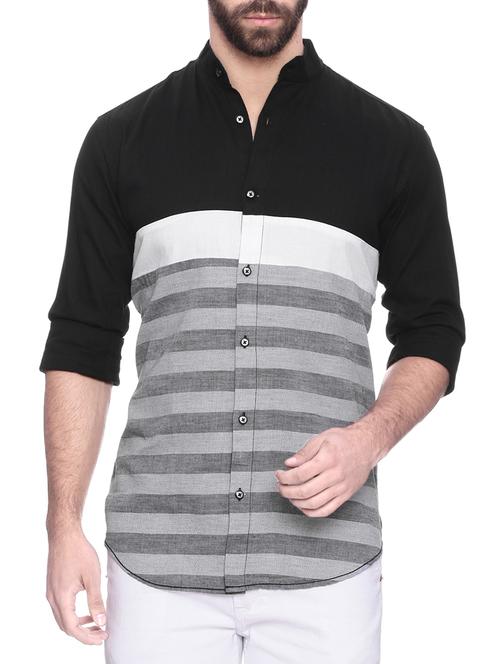 grey striped casual shirt - 13813991 - Standard Image - 1