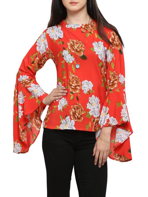 floral bell sleeved top - 14237134 - Standard Image - 1
