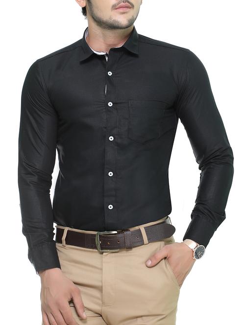 black cotton casual shirt - 14467128 - Very Small Image - 1