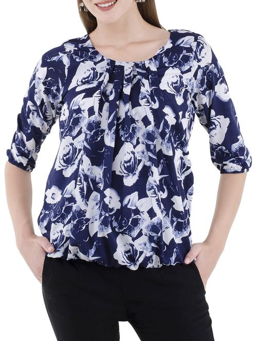 floral pleated blouson top - 14555197 - Standard Image - 1