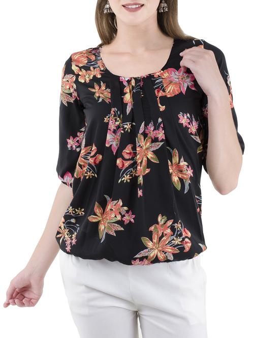 floral pleated blouson top - 14555198 - Standard Image - 1