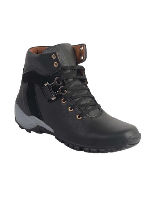 black leatherette high ankle boots - 14561741 - Standard Image - 1