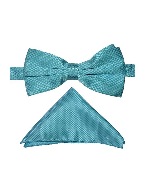 blue micro fiber bow tie and handkerchief - 14736777 - Standard Image - 1