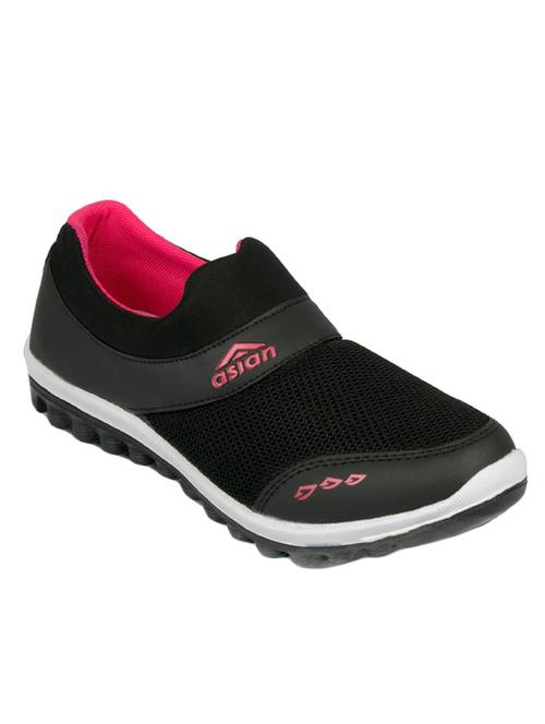black mesh slip on sports shoes - 14746741 - Standard Image - 1