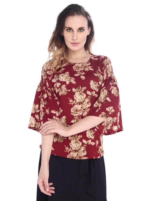maroon poly crepe top - 14794471 - Standard Image - 1