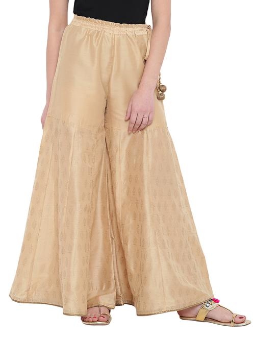 beige cotton flared palazzo - 14844675 - Standard Image - 1