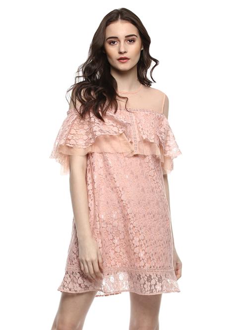 cold shoulder ruffled a-line dress - 14850171 - Standard Image - 1