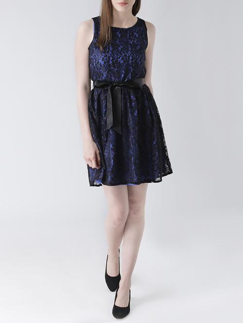 blue floral belted dress - 14947525 - Standard Image - 1