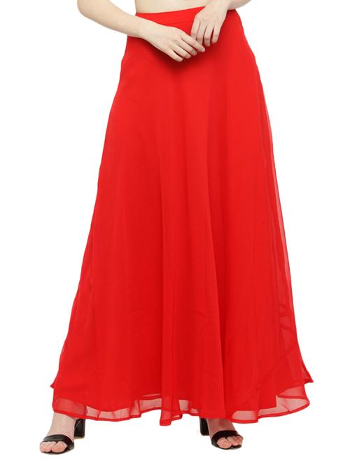 red georgette flared skirts - 14966347 - Very Small Image - 1