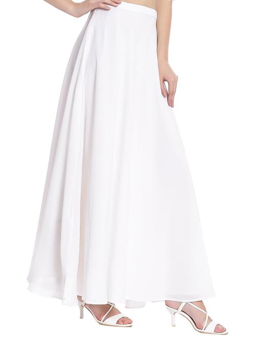 white georgette flared skirts - 14966391 - Very Small Image - 1