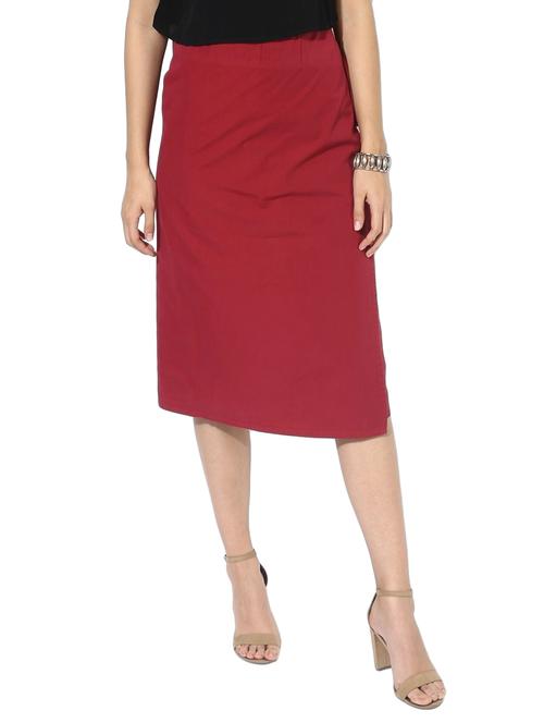 red solid cotton wrap skirt - 15008117 - Standard Image - 1