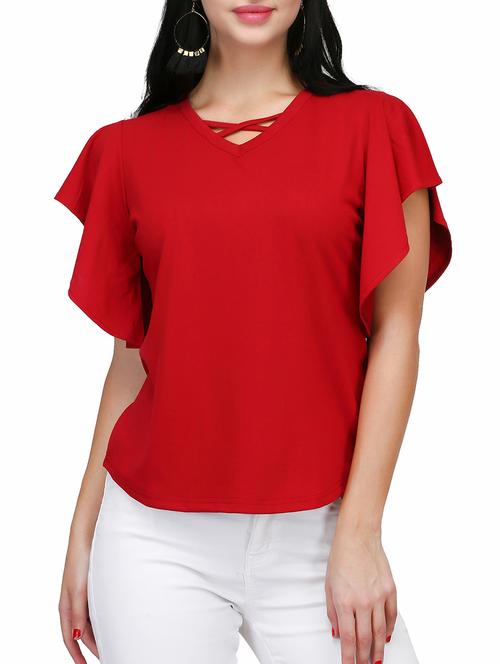 solid red cotton top - 15029785 - Standard Image - 1