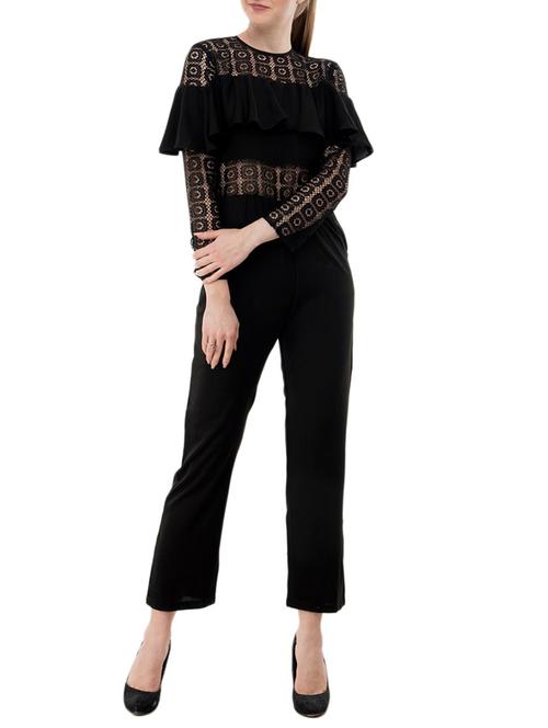 black crepe full leg jumpsuit - 15068710 - Standard Image - 1
