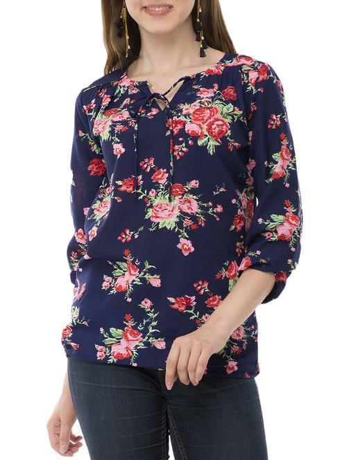 floral tie neck top - 15120844 - Standard Image - 1