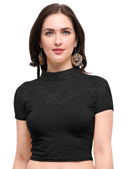 black cotton solid blouse - 15138399 - Very Small Image - 1
