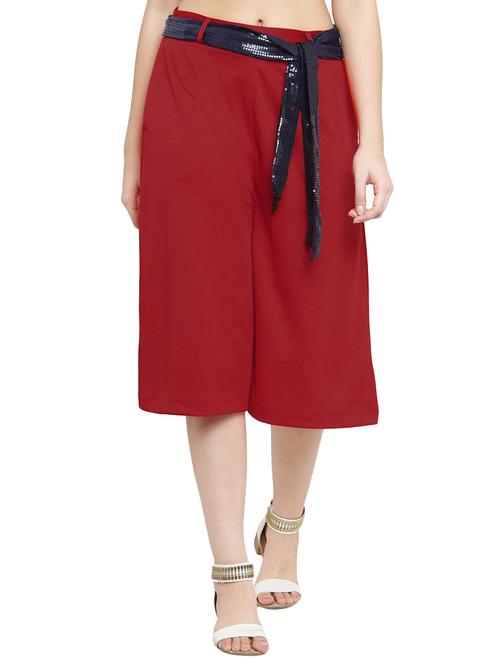 red solid culottes - 15206952 - Very Small Image - 1