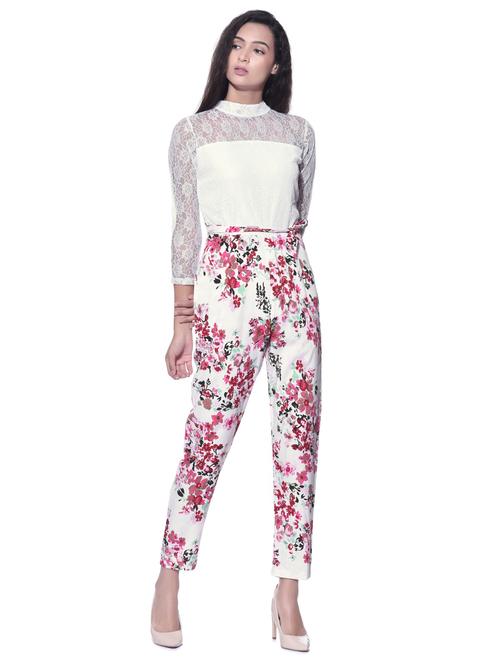 floral crepe full leg jumpsuit - 15215843 - Standard Image - 1