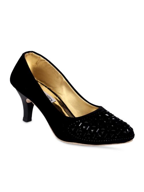 black faux leather slip on pumps - 15249569 - Standard Image - 1