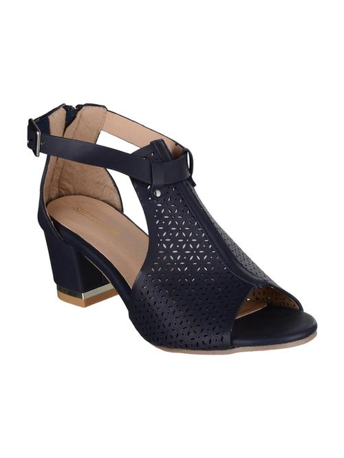 navy leatherette closed back sandals - 15279238 - Standard Image - 1