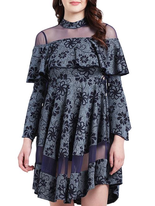mesh panel printed layered dress - 15296200 - Standard Image - 1