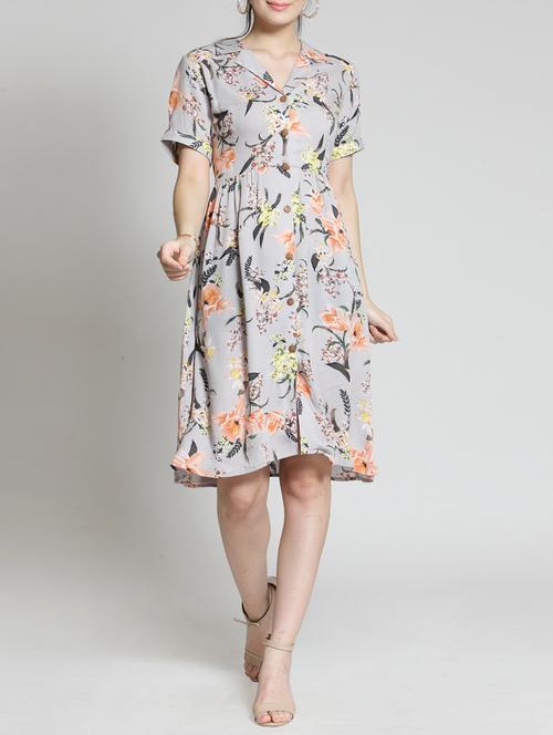 a-line floral button down dress - 15315479 - Standard Image - 1