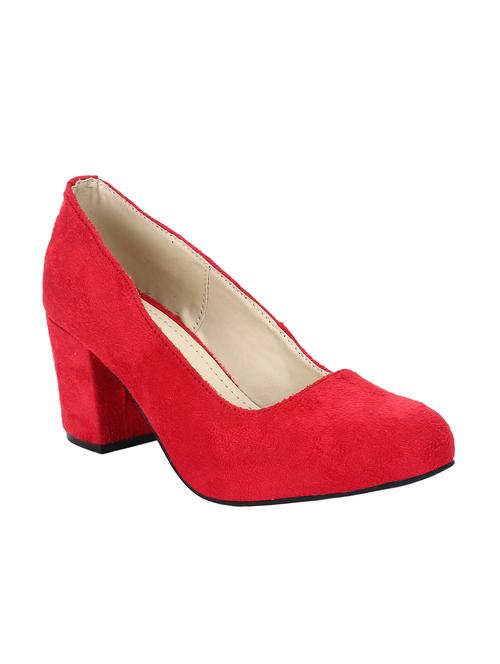red pu slip on pumps - 15326257 - Standard Image - 1