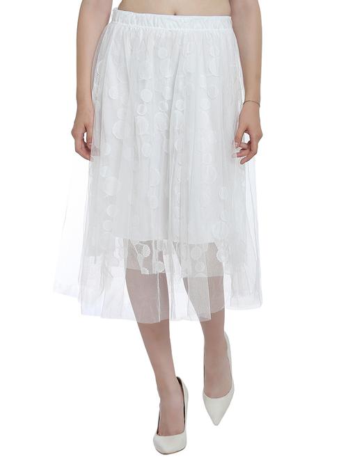 mesh net overlay knee length skirt - 15335984 - Very Small Image - 1