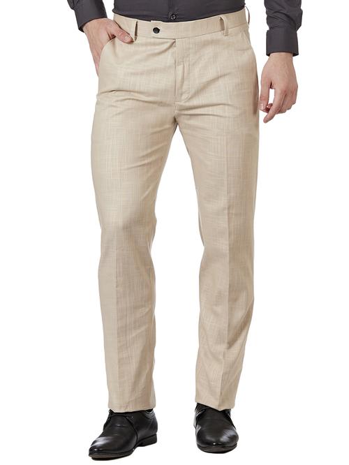 brown linen flat front formal trouser - 15359118 - Standard Image - 1