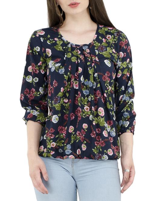 floral pleated blouson top - 15367599 - Standard Image - 1
