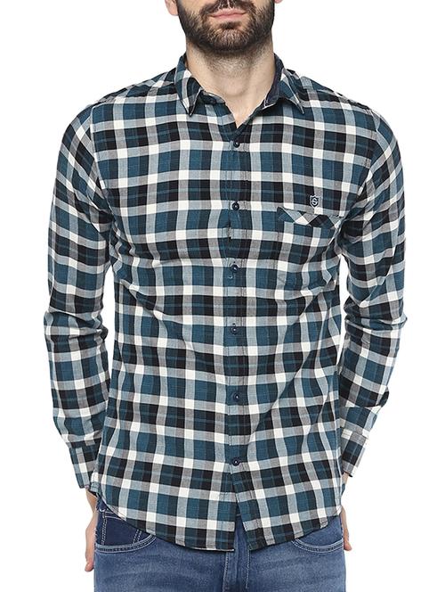 blue cotton casual shirt - 15378741 - Standard Image - 1