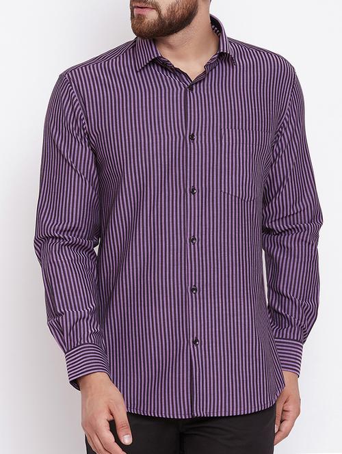 purple cotton casual shirt - 15386679 - Standard Image - 1