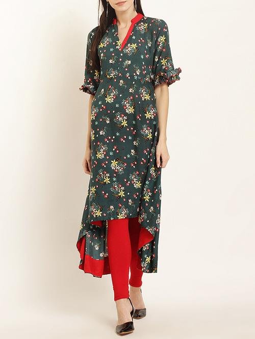 asymmetric printed kurta - 15402333 - Standard Image - 1