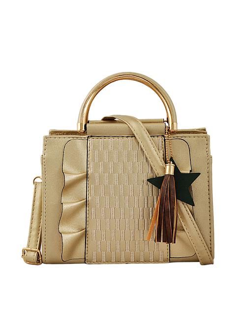 gold leatherette (pu) regular handbag - 15415907 - Standard Image - 1