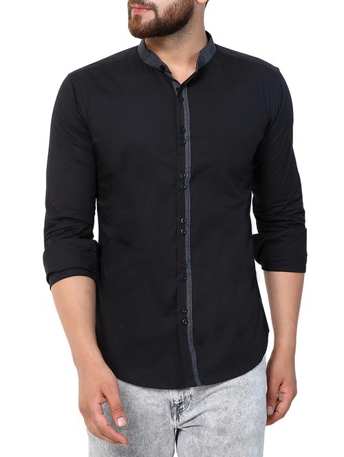 black cotton casual shirt - 15418117 - Standard Image - 1