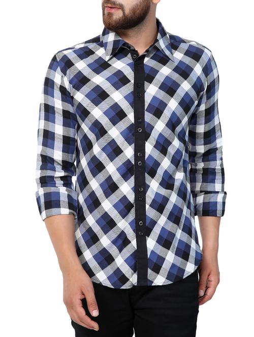 blue checkered casual shirt - 15418124 - Standard Image - 1