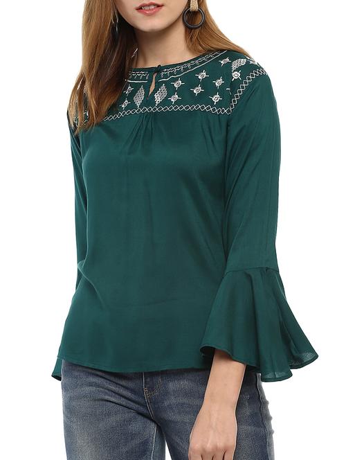 embroidered bell sleeve top - 15427954 - Very Small Image - 1