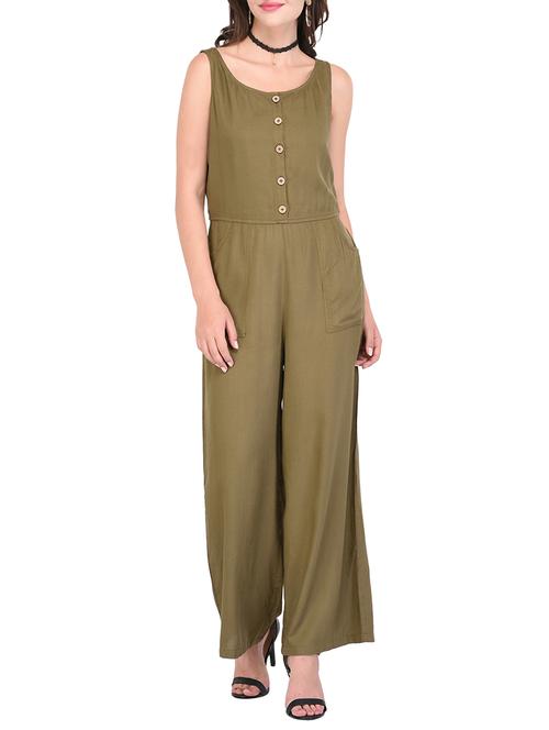 button placket full leg jumpsuit - 15438070 - Standard Image - 1