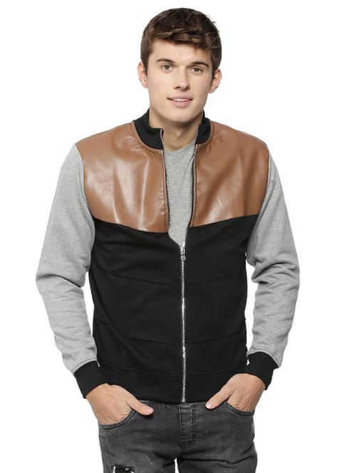 black cotton casual jacket - 15443862 - Standard Image - 1