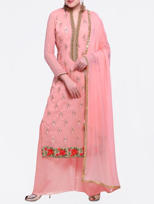 embroidered unstitched palazzo suit - 15449507 - Standard Image - 1
