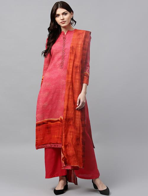 embroidered unstitched palazzo suit - 15453941 - Standard Image - 1